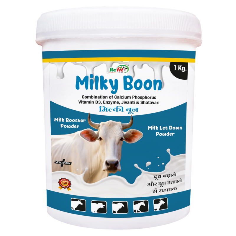 Milk Booster & Milk Let Down Powder for Cow, Cattle & Dairy Farm Animals, 1000 GMS, MilkyBoon