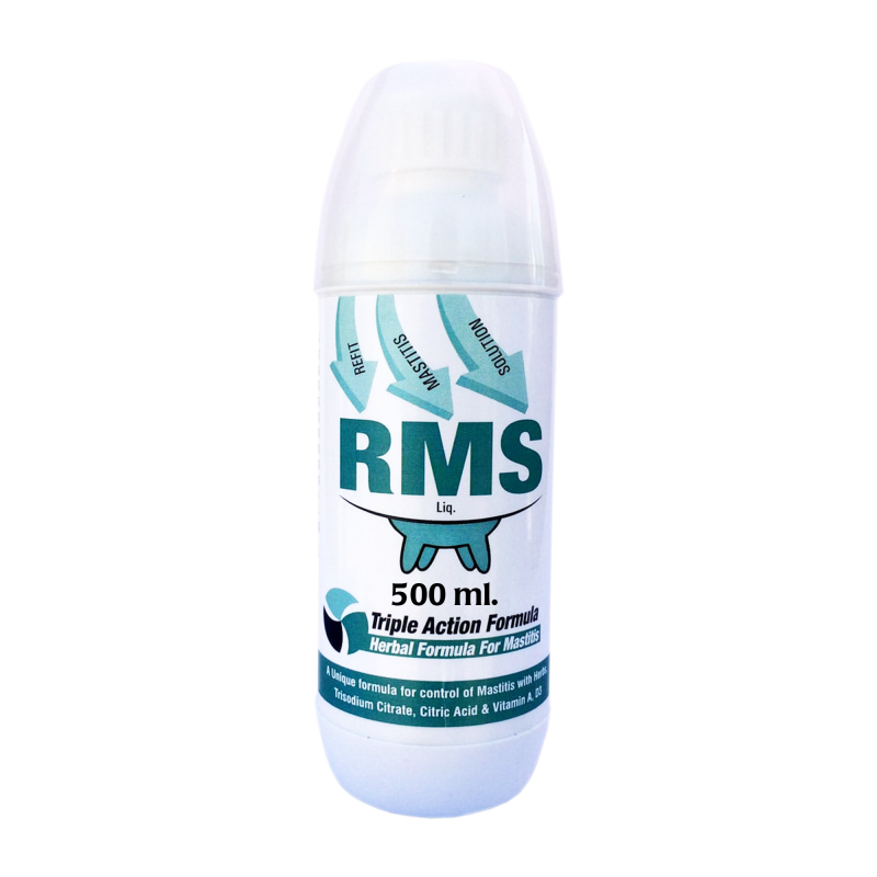 Veterinary Anti Mastitis Liquid for Cow, Cattle, Buffalo, Calf, Sheep, Goat Livestock Animals, 500 ml, RMS Liquid