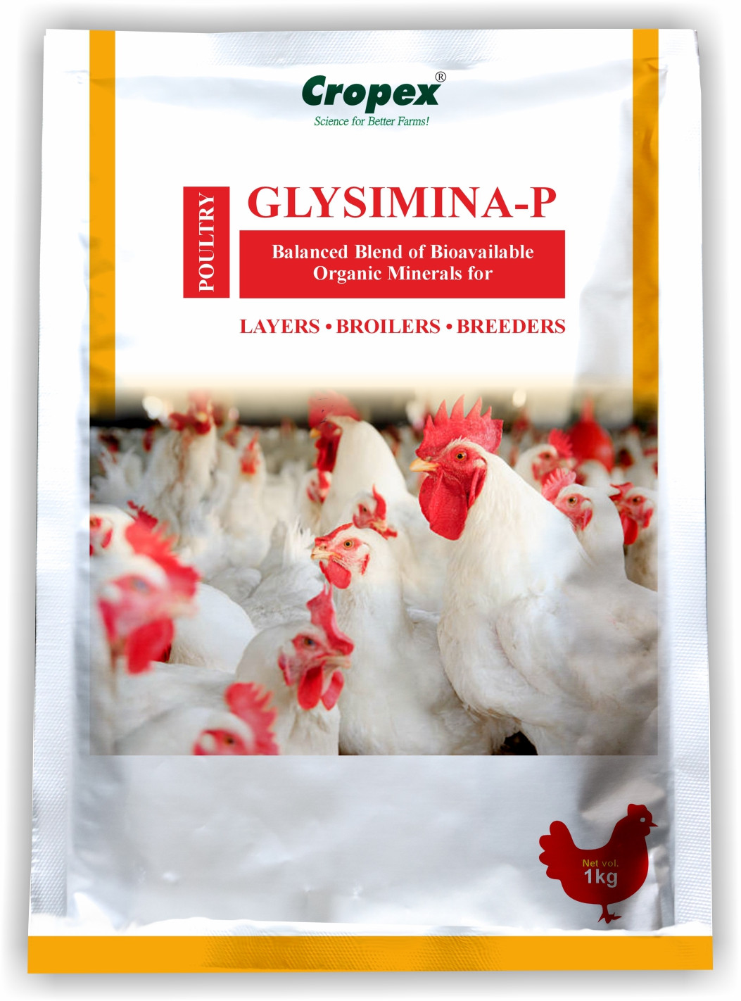 Cropex Glysimina-P Organic Mineral Supplement for Poultry | Supports Growth, Egg Production & Immunity | Ideal for Layers, Broilers & Breeders – (1kg)