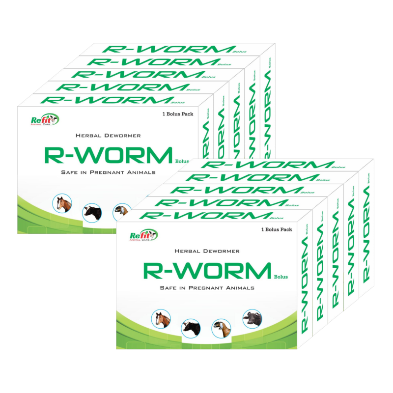 Herbal Dewarming Bolus for Cow, Cattle Buffalo (Set of 10 Bolus), R-WORM