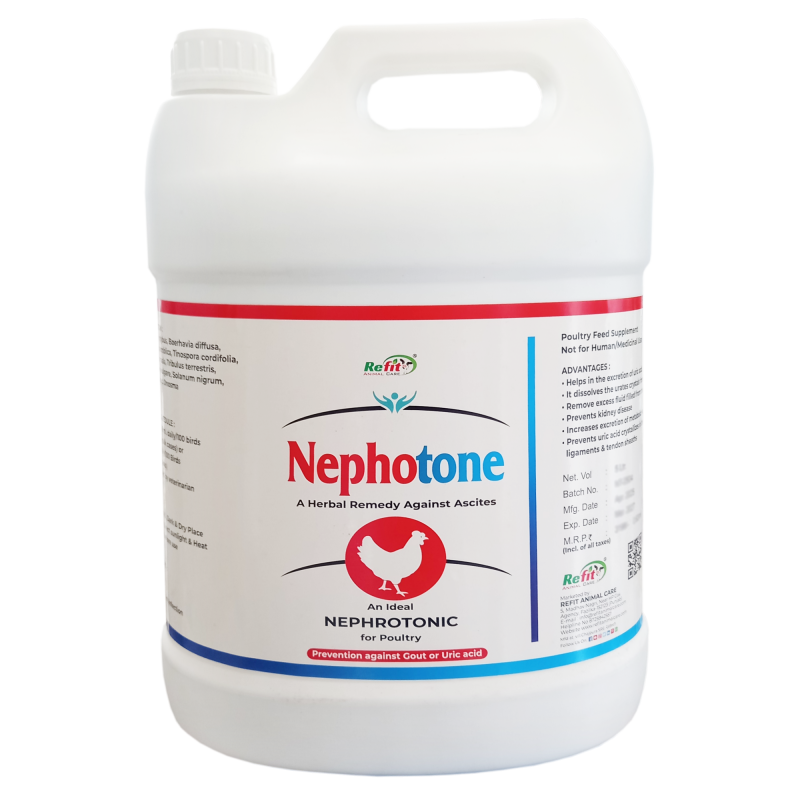 Nephrocare Liquid Supplement for Poultry, Chicken, Chicks, Hens and Birds, 5 LTR, Nephotone