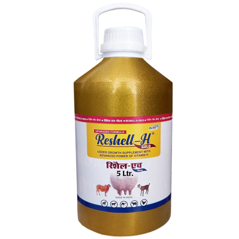 Veterinary Vitamin H Supplement for Cow, Cattle, Goat, Chicken, Layers, Broilers, Poultry and Other Livestock Animals, 5 LTR, Reshell H Gold