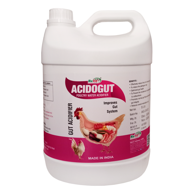 Poultry Acidifier Liquid Supplement for Chicken, Chicks and Birds, 5000ml, Acido Gut