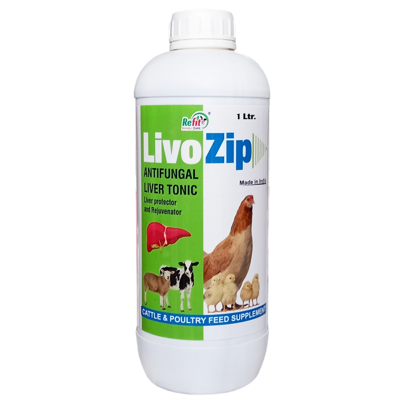 Liver Tonic for Cow, Cattle, Goat, Sheep, Poultry and Livestock, 1 Ltr, Livo Zip