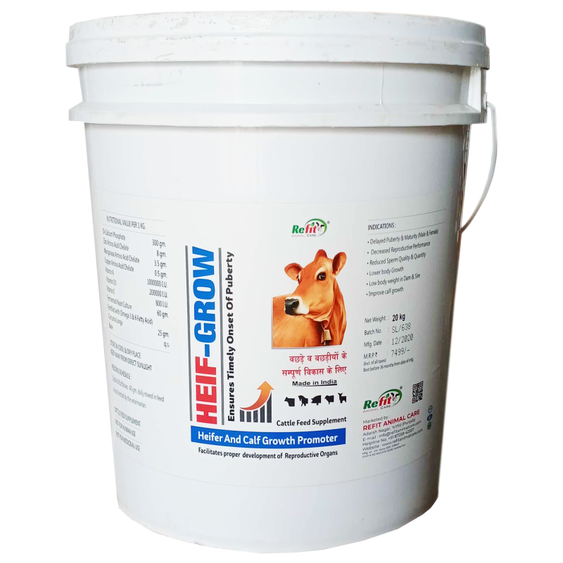 Calf Growth Powder Supplement for Livestock and Other Dairy Farm Animals, HeifGrow, 20 Kg