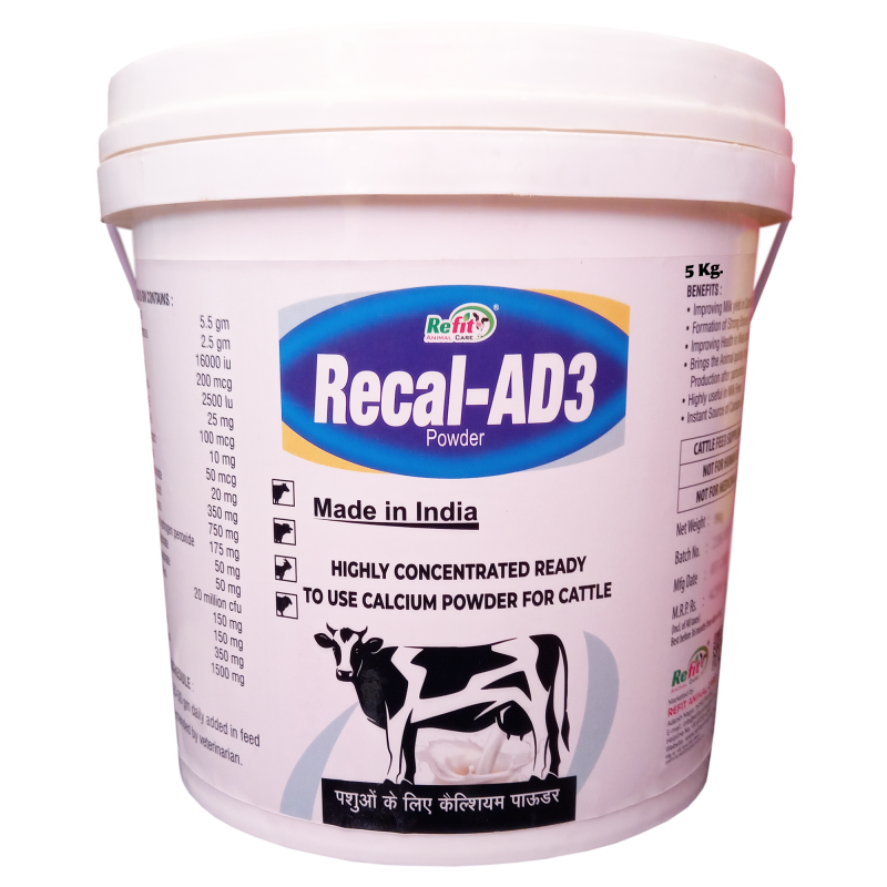Calcium Powder for Cow, Cattle, Buffalo and Other Livestock Animals, 5 Kg, Recal AD3
