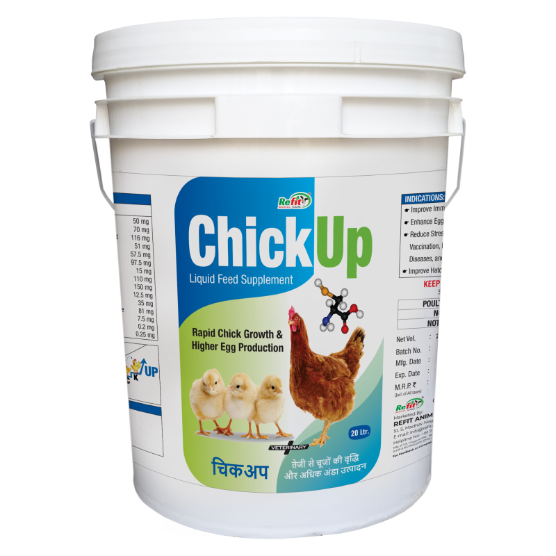 Chicken Feed | Chicks Feed | Chick Food Fast Growth Supplement | Pre Starter & Multivitamin for Chicks | Growth Booster & Promoter | Chicken Supplement for Poultry, 20 LTR, Chick Up