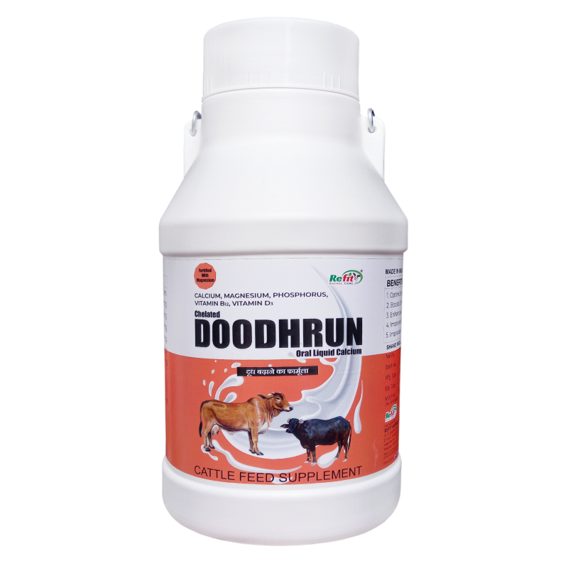 Chelated Liquid Calcium for Cows, Buffaloes, Goat, Sheep and Cattle, 5 Litre, Doodhrun