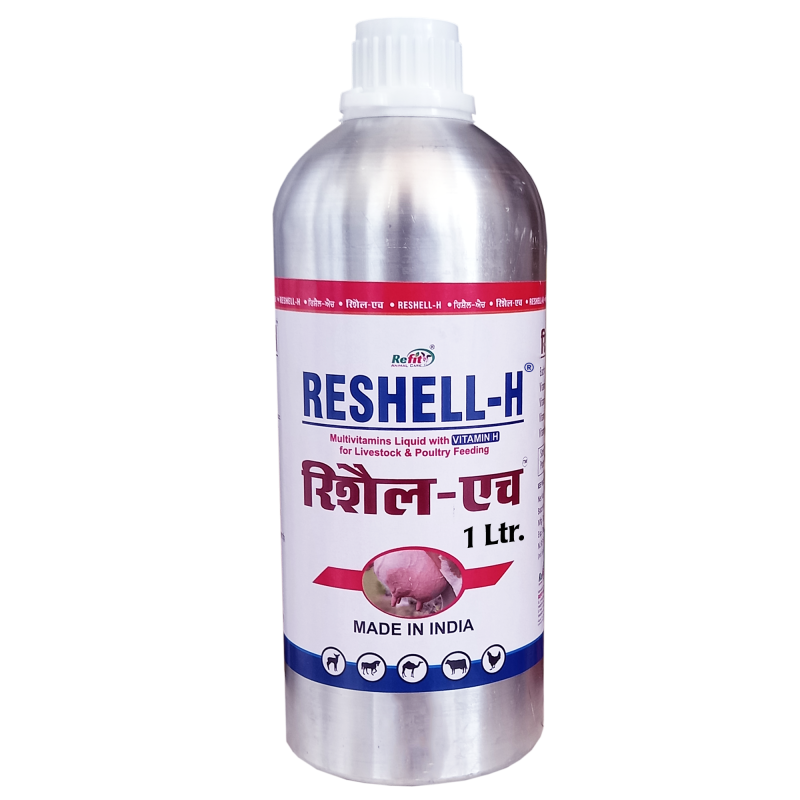 Veterinary Vitamin H Supplement for Cow, Cattle, Goat, Chicken, Layers, Broilers, Poultry and Other Livestock Animals, 1 LTR, Reshell H