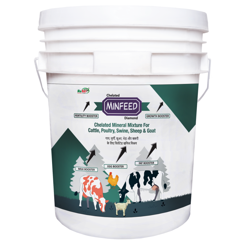 Chelated Mineral Mixture for Cow, Buffalo, Cattle, Pig, Sheep, Goat and Poultry Animals, 20 Kg, Minfeed Diamond