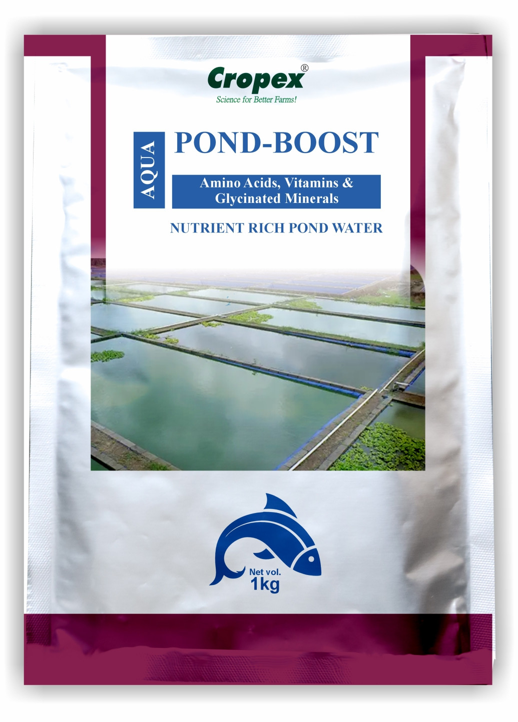 Cropex Aqua Pond-Boost – Aquaculture Supplement with Amino Acids, Vitamins & Glycinated Minerals | Enhances Fish & Shrimp Growth, Water Quality & Pond Health – (1kg)