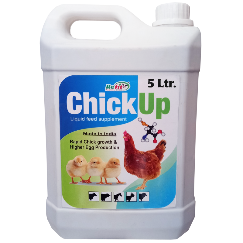 Chicken Feed | Chicks Feed | Chick Food Fast Growth Supplement | Pre Starter & Multivitamin for Chicks | Growth Booster & Promoter | Chicken Supplement for Poultry, 5 LTR, Chick Up