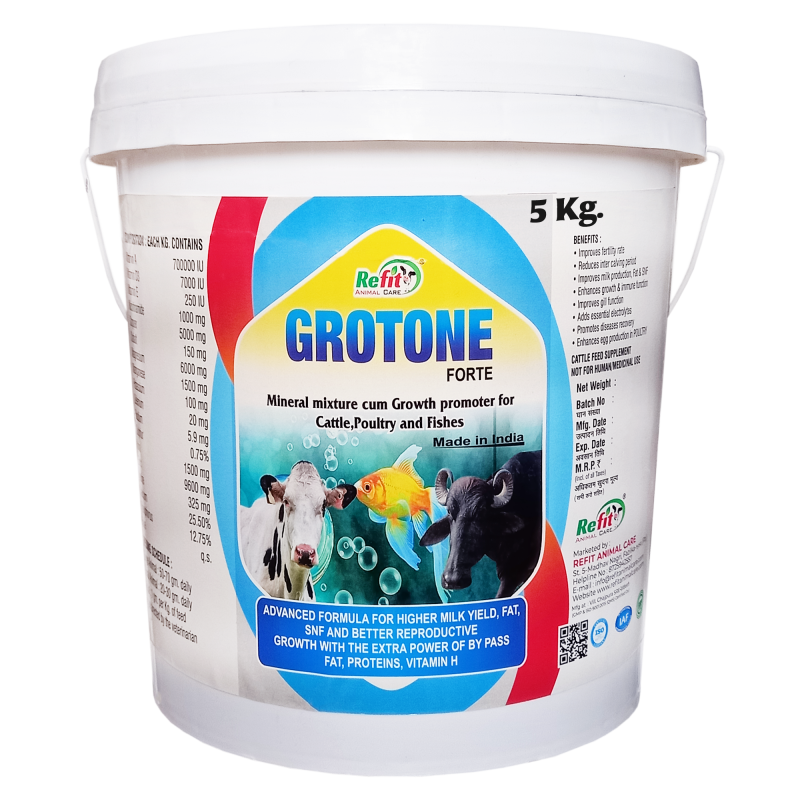 Mineral Mixture Powder for Cow, Cattle, Poultry, Fish and Aqua, 5 kg, Grotone Forte