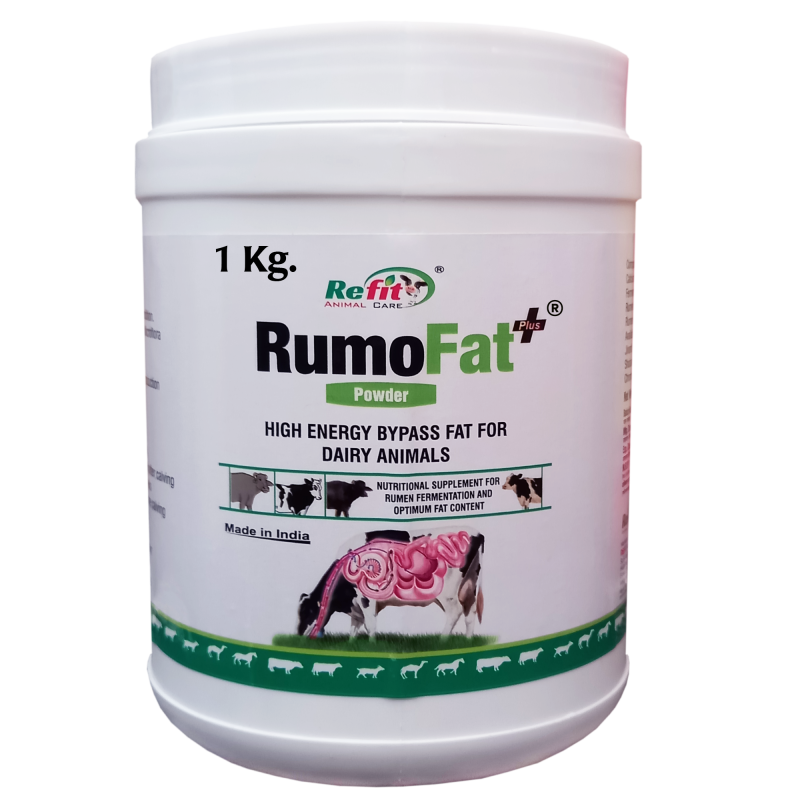 Rumen Bypass Fat Powder for Cows, Buffalo, Goat, Cattle and Other Dairy Farm Animals 1 Kg, RumoFat+
