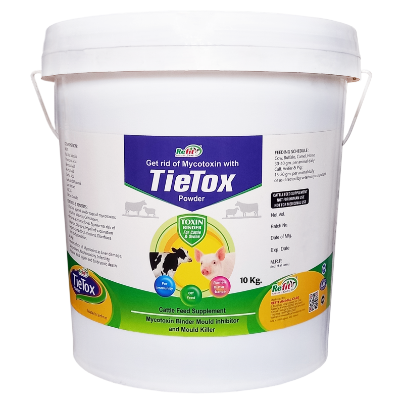 Toxin Binder Powder Supplement for Cattle, Goats and Livestock, 10 kg, Tie Tox