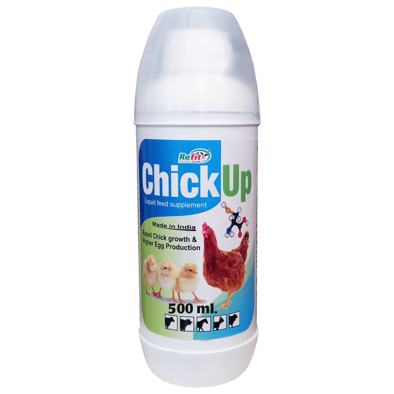 Chicken Feed | Chicks Feed | Chick Food Fast Growth Supplement | Pre Starter & Multivitamin for Chicks | Growth Booster & Promoter | Chicken Supplement for Poultry, 0.5 LTR, Chick Up