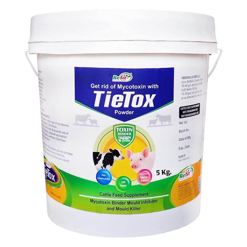 Toxin Binder Powder Supplement for Cattle, Goats and Livestock, 5 kg, Tie Tox