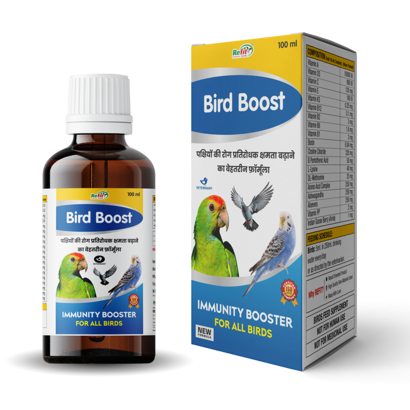 Immunity Booster for Birds for Growth, Health and Immunity with Essential Vitamins, Minerals and Amino Acids, 100 ml, Bird-Boost