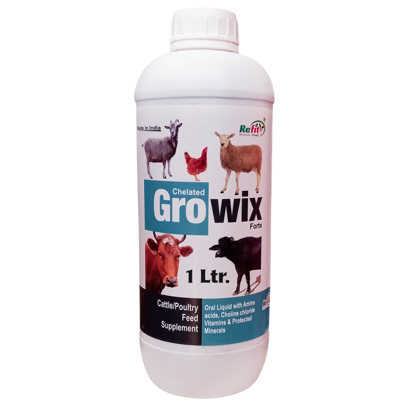 Growth Promoter for Cow, Cattle, Goat, Buffalos, Poultry and Livestock, 1 LTR, Growix Forte