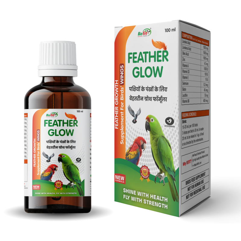 Feather Growth Supplement for Birds for Healthy Wings, 100 ml, Feather Glow