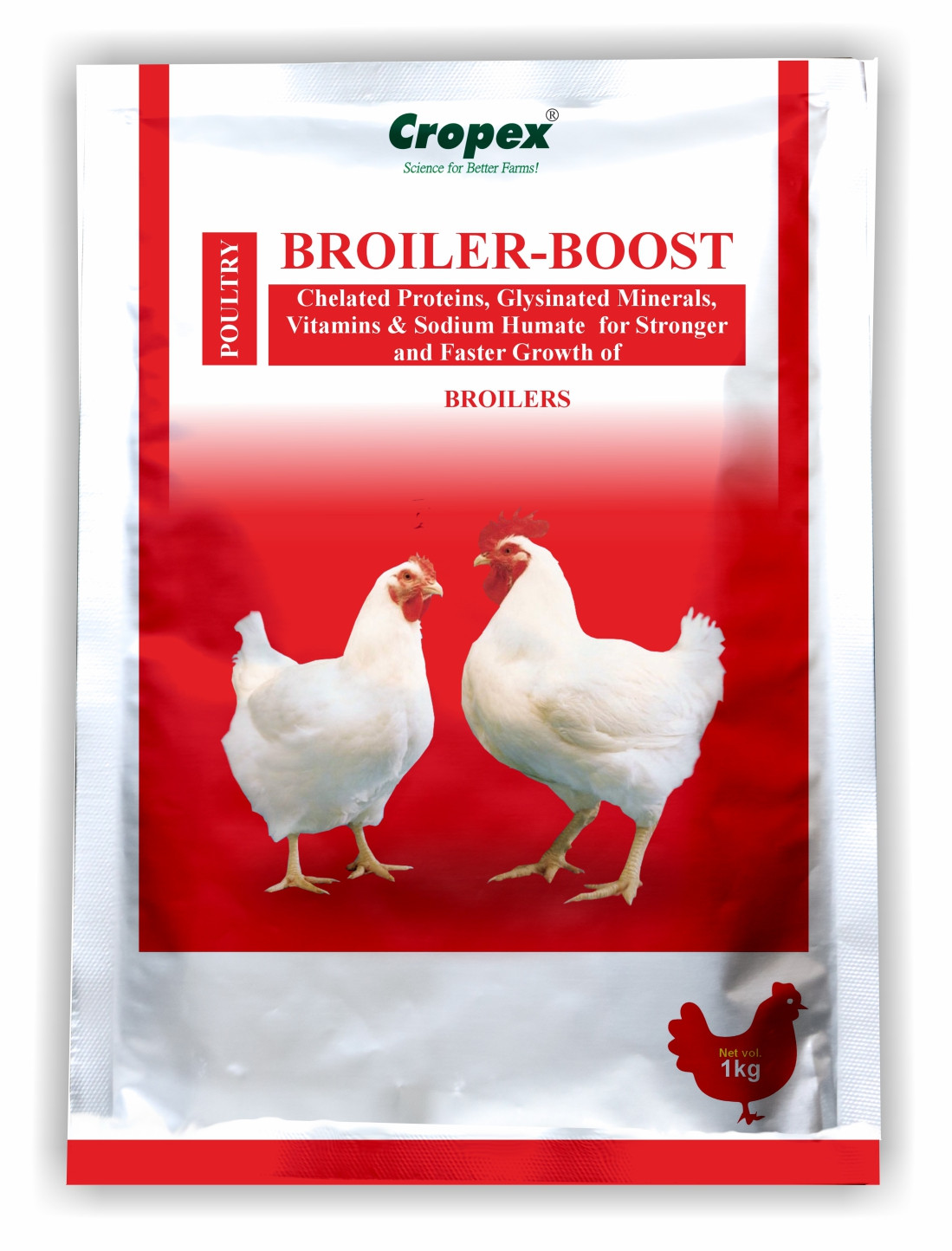 Cropex Broiler-Boost Poultry Supplement | Chelated Proteins, Glysinated Minerals & Vitamins | Supports Growth, Weight Gain & Feed Efficiency – (1kg)