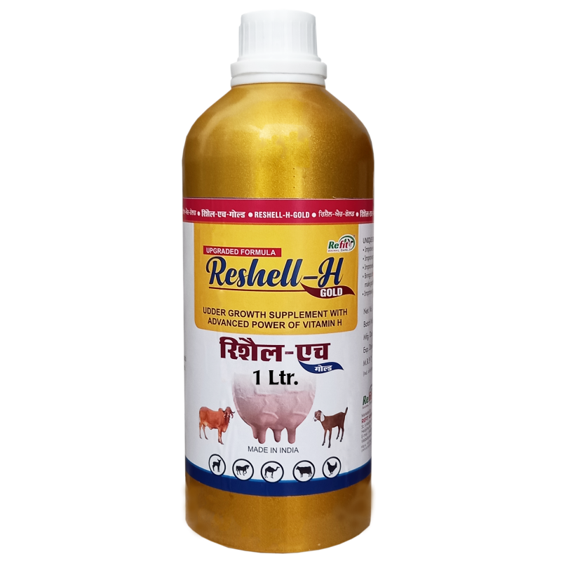 Veterinary Vitamin H Supplement for Cow, Cattle, Goat, Chicken, Layers, Broilers, Poultry and Other Livestock Animals, 1 Litre, Reshell H Gold