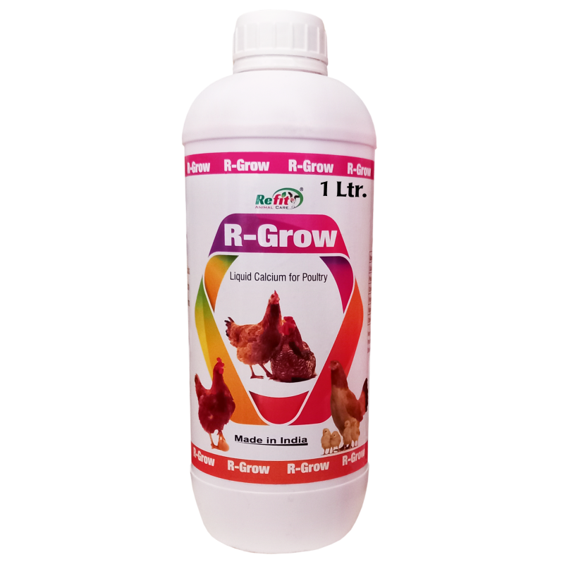 Liquid Calcium for Poultry, Chicken, Chicks, Hens, Broilers, Layers, Birds Growers, 1 LTR, R Grow