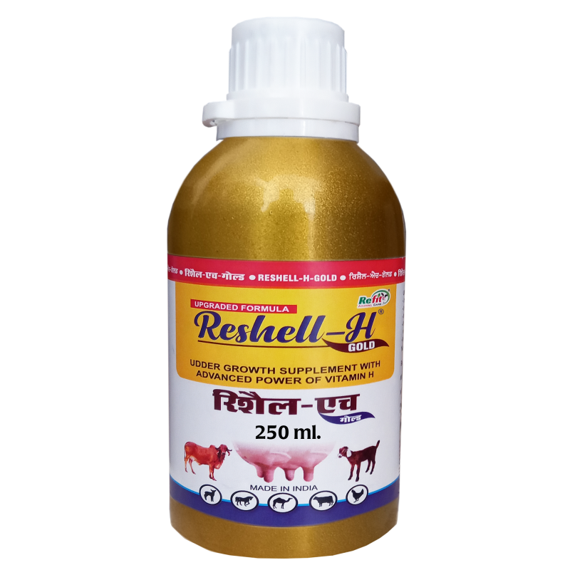 Veterinary Vitamin H Supplement for Cow, Cattle, Goat, Chicken, Layers, Broilers, Poultry and Other Livestock Animals, 250 ml, Reshell H Gold