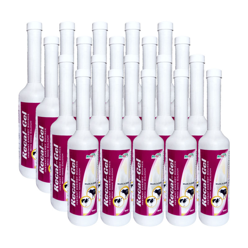 Veterinary Calcium Gel for Cow, Buffalo and Livestock Animals, 300gm x 20, Pack of 20, Recal Gel