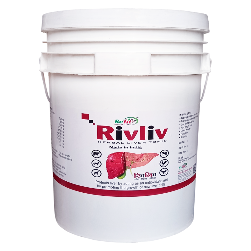 Herbal Liver Tonic for Cow, Cattle, Buffalo, Goat, Poultry, Livestock and Other Farms Animal, 20 Liter, Rivliv