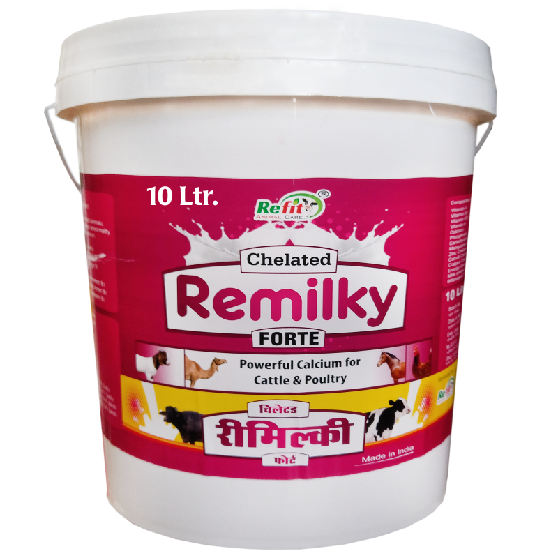Chelated Liquid Calcium for Cow, Pig, Goat, Sheep, Horse, Buffalo and Other Dairy Animals, 10 Liter Bucket, Remilky Forte