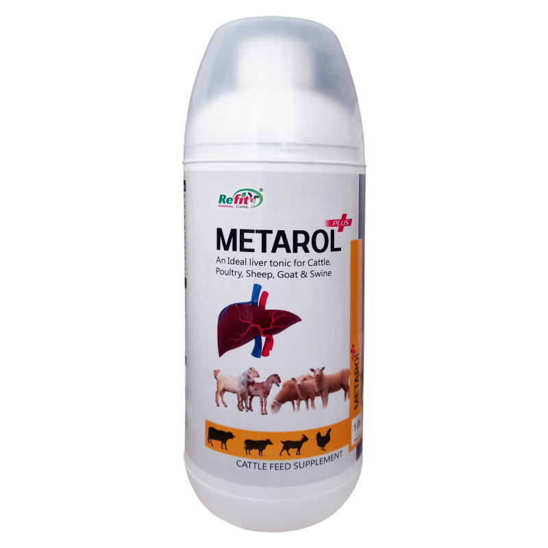 Metarol+ is an Ideal Liver Tonic Supplement for Cattle, Poultry, Sheep, Goats & Swine- Enhances Liver, Heart & Muscle Function, Improves Overall Health & Removes Toxins â€“ 1 LTR