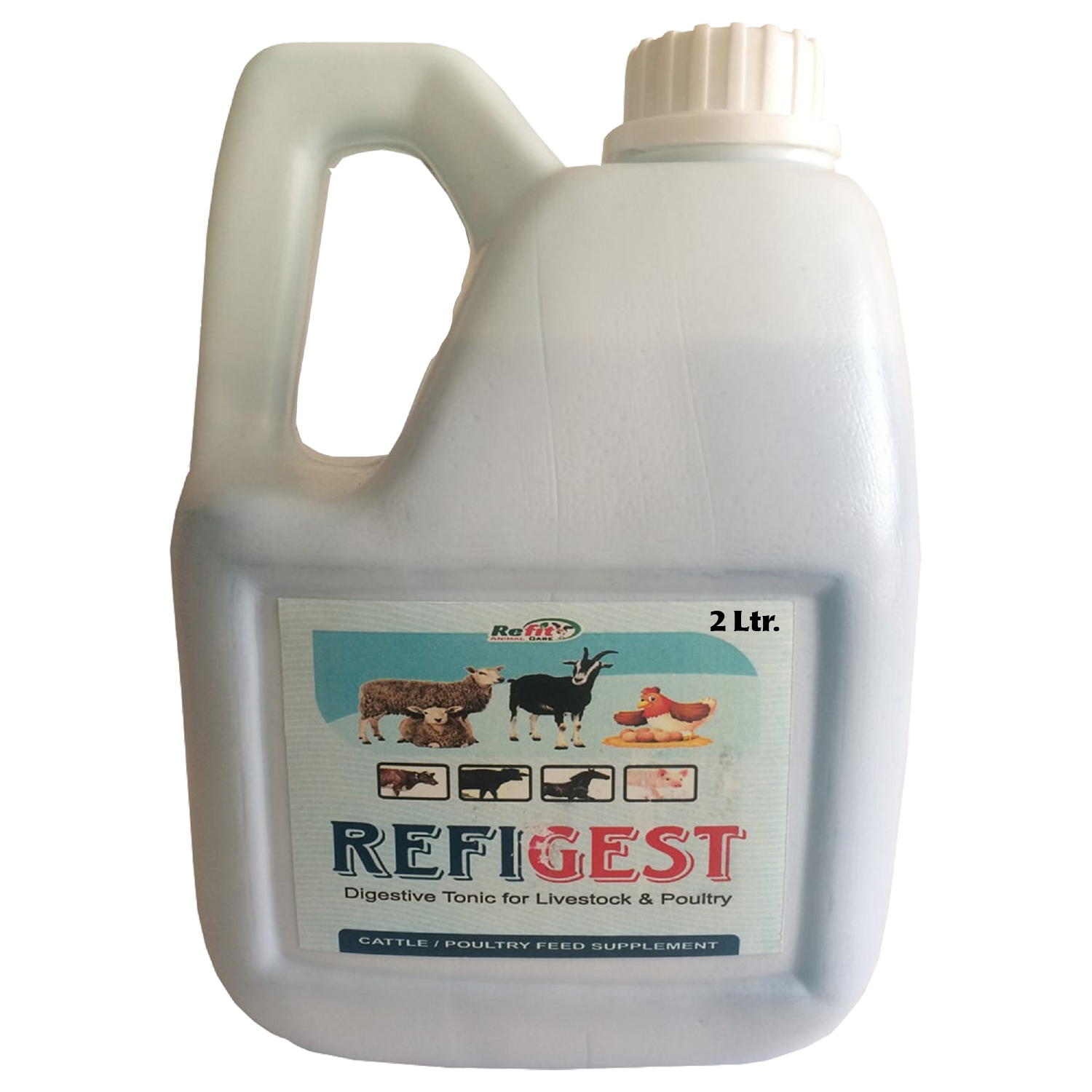 Digestive Tonic for Cow, Cattle, Goat, Chicks, Broilers, Poultry and Other Farm Animals, 2 Litre, Refigest
